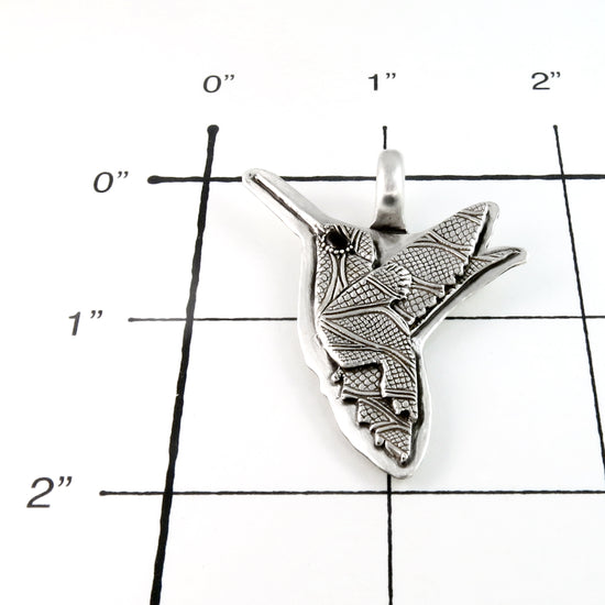 Sterling Silver Hummingbird Totem Pendant Dimension  | j0391