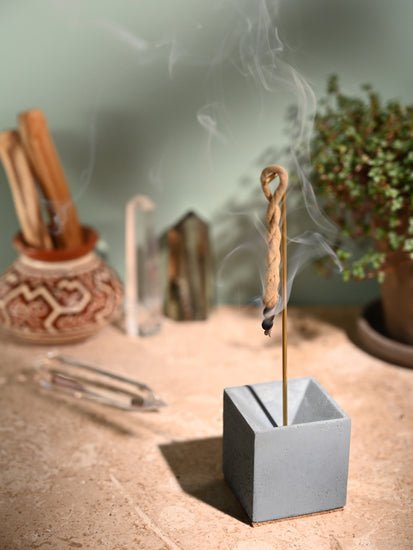 Cuboid Concrete Incense Burner LS | ib90-Blue Fog