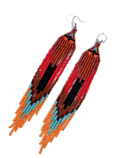 Ruby Waves Beaded Earrings | j0464