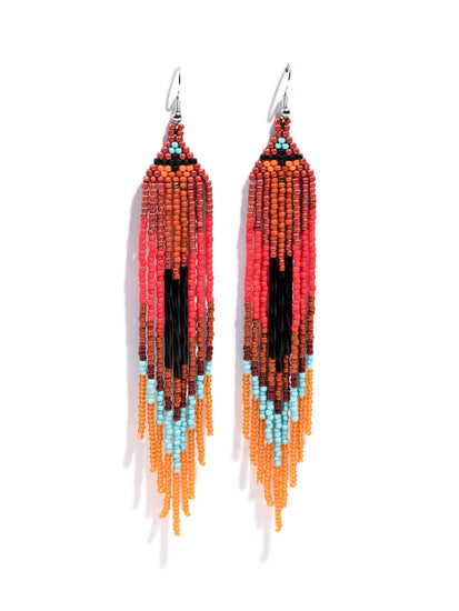 Ruby Waves Beaded Earrings 1 | j0464