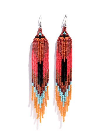 Ruby Waves Beaded Earrings