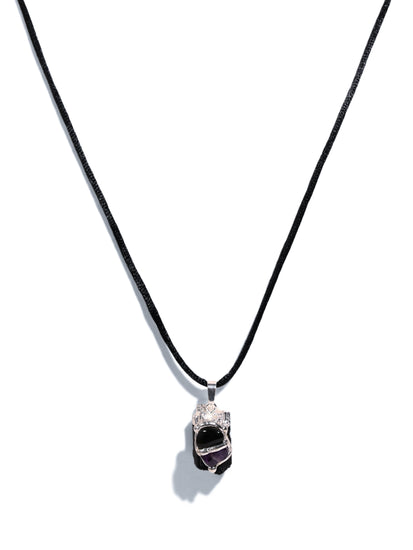 Protection Black Tourmaline Gem Drop Pendant Raw Tourmaline | js98-AG15N