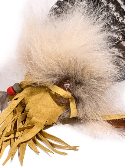 Sacred Prayer Feather Fan with Quartz | si0519-Narrow-Natural