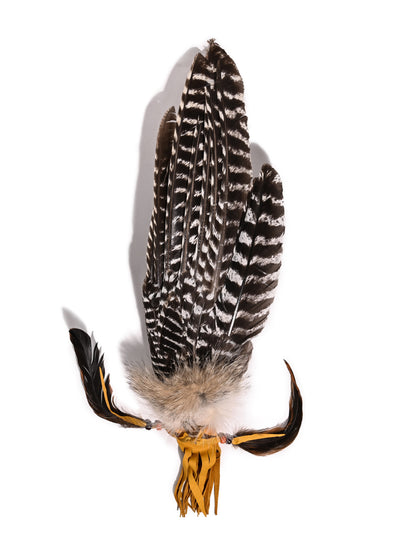 Sacred Prayer Feather Fan with Quartz 1 | si0519-Narrow-Tan