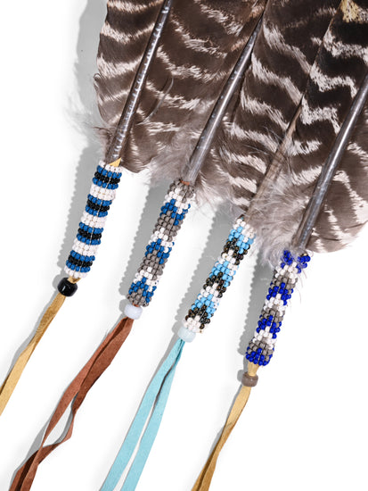 Sacred Prayer Feather - Beaded Wrap 2 | si0522-Water