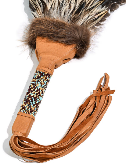 Sacred Prayer Feather Fan with Beaded Handle | si0572-Brown