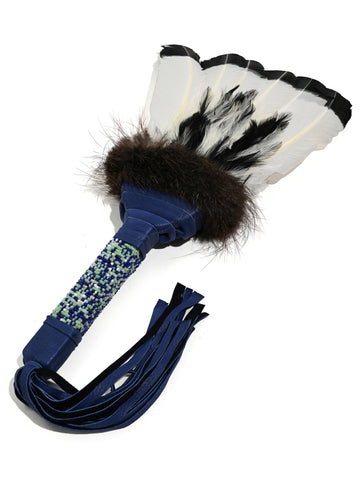 Sacred Prayer Feather Fan with Beaded Handle