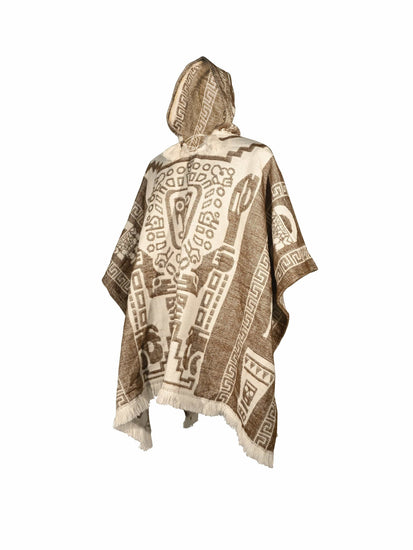 Hooded Artisan Andean Poncho - Puno | txp0105-Caramel