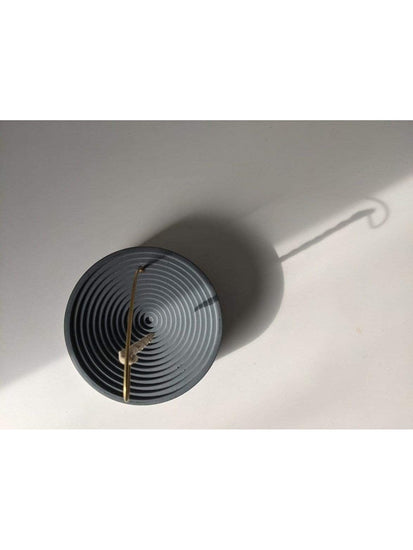 Concentric Bands Concrete Incense Burner | ib87-Blue Fog