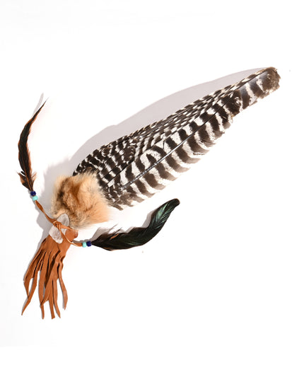 Sacred Prayer Feather Fan with Quartz | si0519-Tan