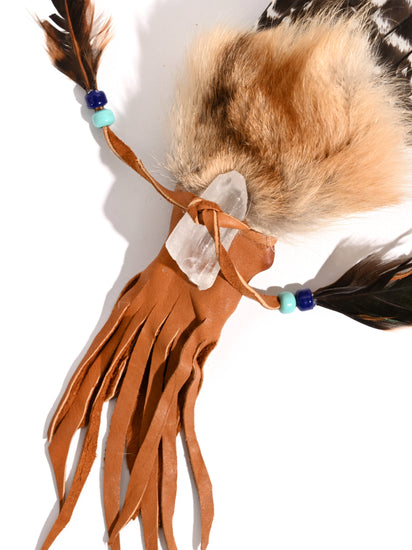 Sacred Prayer Feather Fan with Quartz | si0519-Tan