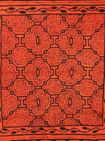 Shipibo Painted Cloth - Henna and Black